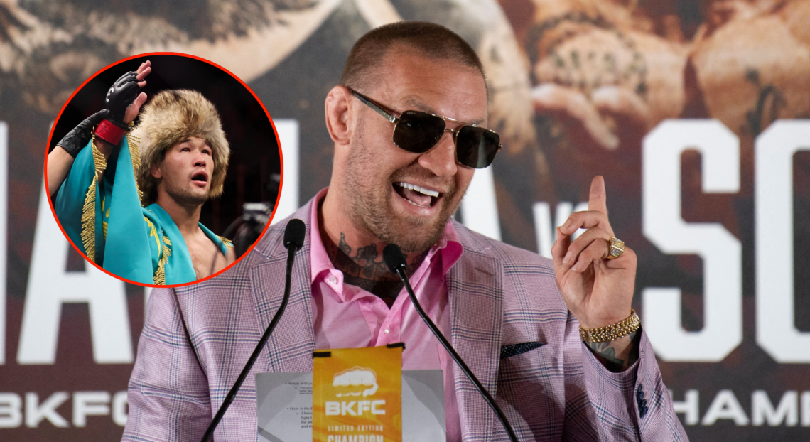 Conor McGregor in main photo. Bubble shows Shakvkat Rakhmanov