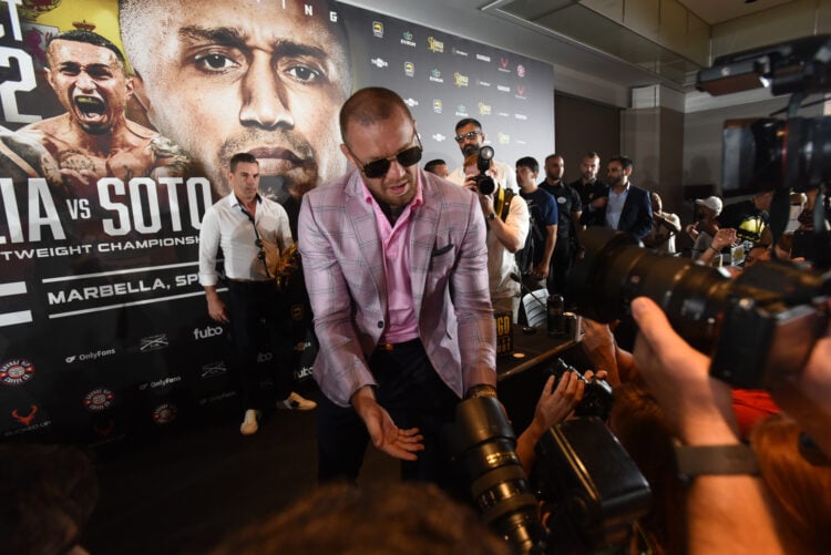 Conor McGregor speaks at a BKFC press conference