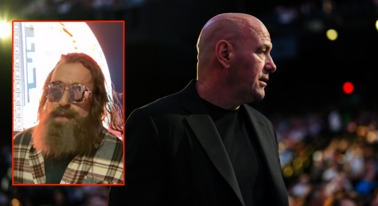 Dana White (right) at UFC 306 with a pop out of Jake Paul (left) outside the Sphere