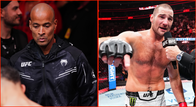 Left pic shows David Goggins. Right pic shows Sean Strickland