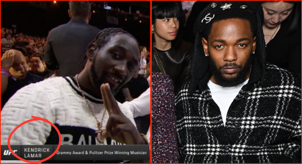 Left image shows Terence Crawford with text claiming he's Kendrick Lamar. Left pic shows Kendrick Lamar