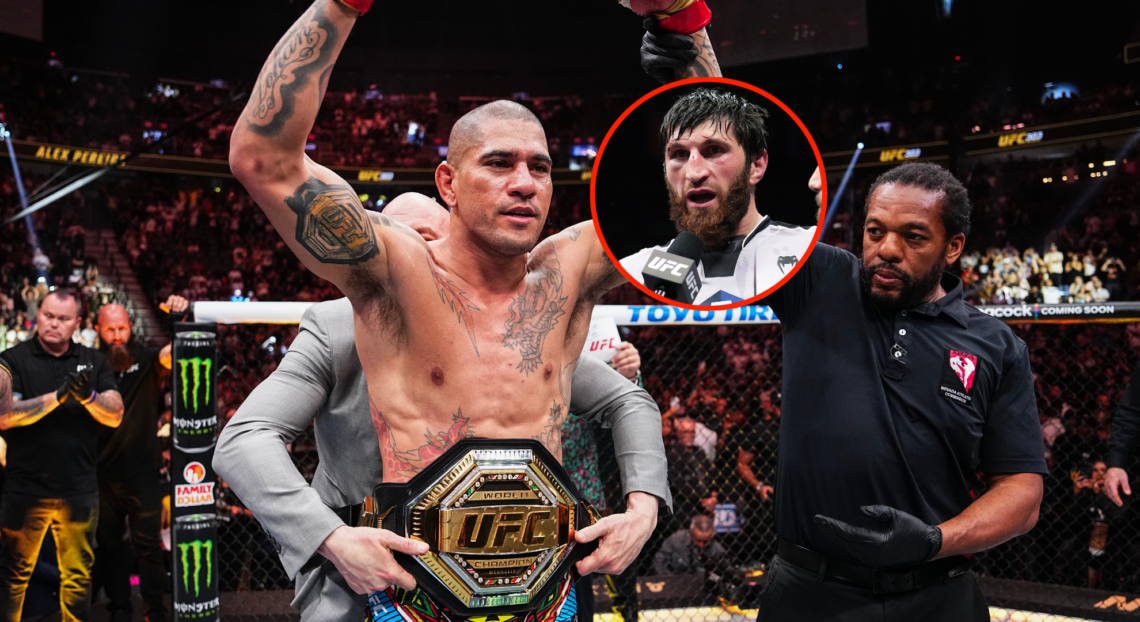 Main photo shows Alex Pereira. Bubble shows Magomed Ankalaev