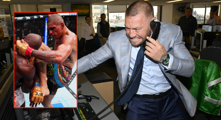 Alex Pereira and Khalil Rountree Jr (left) during their UFC 307 main event and Conor McGregor (right) at a Charity event