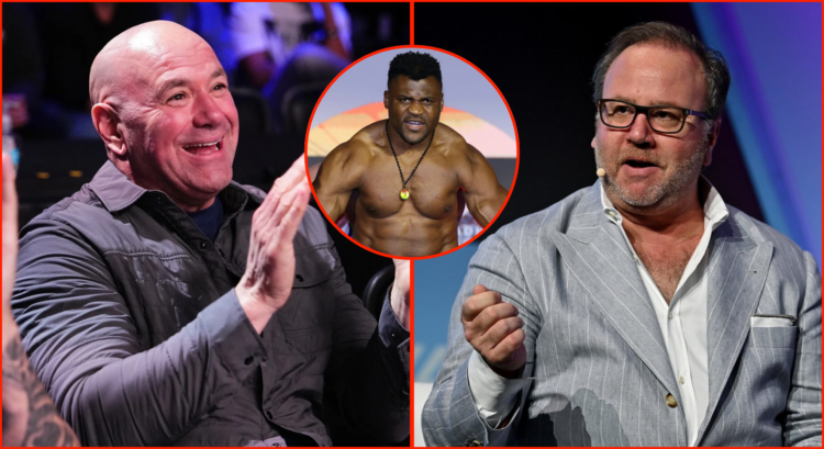 Split image of Dana White on DWCS, Francis Ngannou ahead of his boxing fight vs Joshua, and Donn Davis at Collision 2022