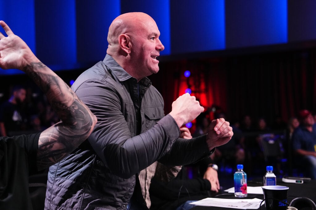 Dana White celebrates during the Contender Series: Season 8, Week 9