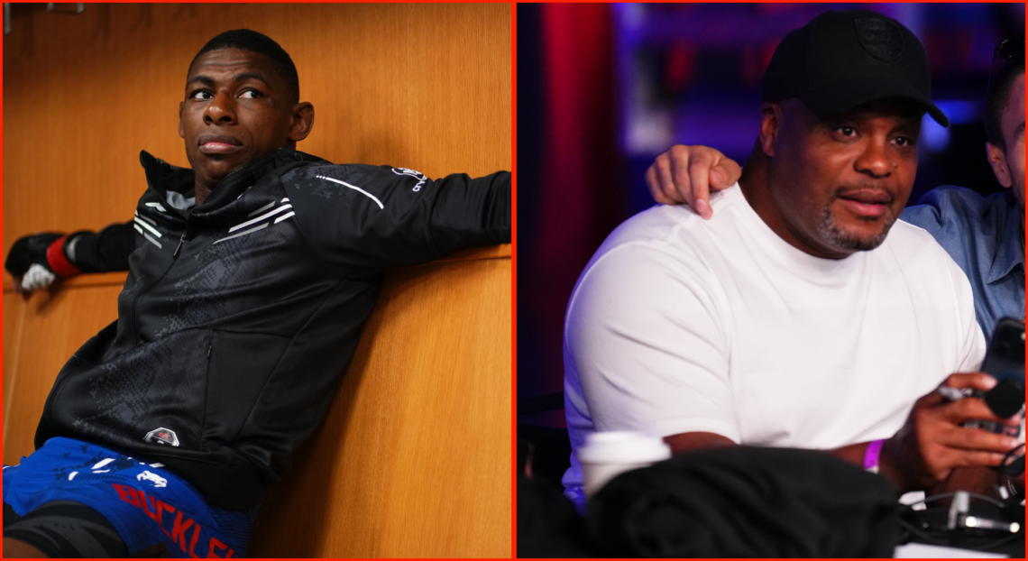 Joaquin Buckley (left) backstage at UFC Fight Night and Daniel Cormier (right) at DWCS season eight week five