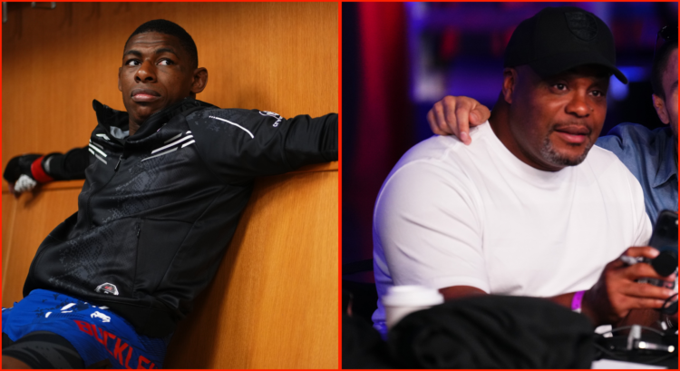 Joaquin Buckley (left) backstage at UFC Fight Night and Daniel Cormier (right) at DWCS season eight week five