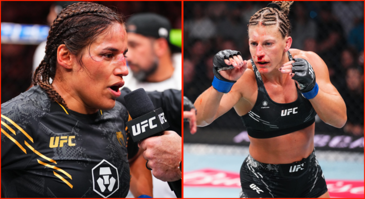 Side by side of Julianna Pena and Kayla Harrison at UFC 307