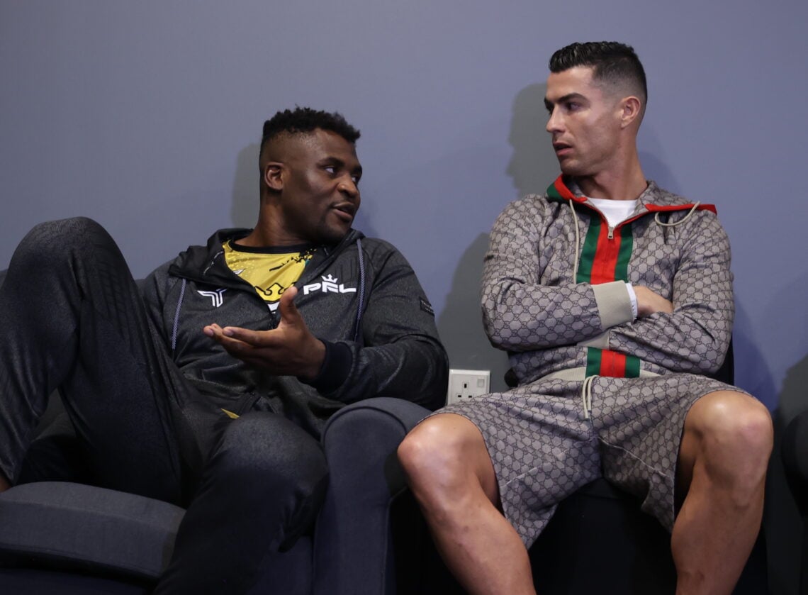 Francis Ngannou chats with Cristiano Ronaldo backstage at his PFL fight