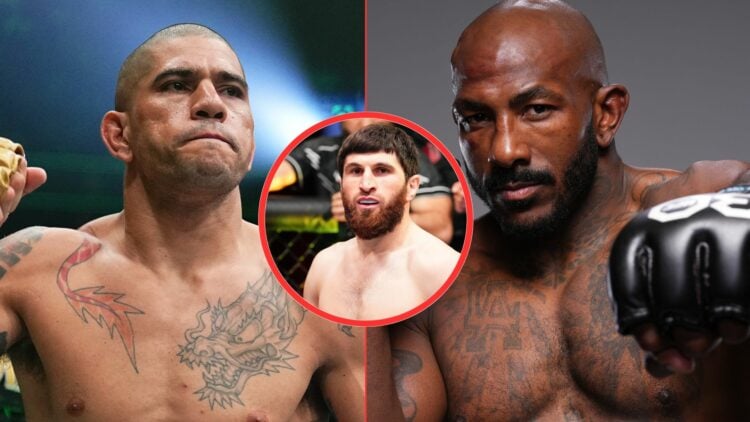 Alex Pereira and Khalil Rountree with Magomed Ankalaev ahead of UFC 307