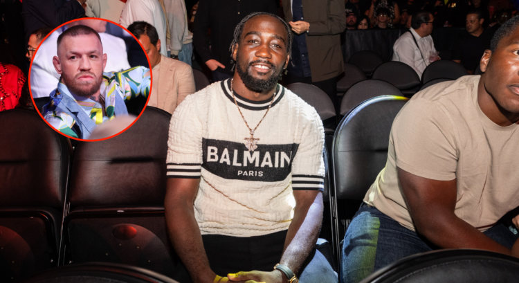 Conor McGregor (left) ringside at Anthony Joshua vs Daniel Dubois, Terence Crawford (right) ringside at Alvarez vs Berlanga
