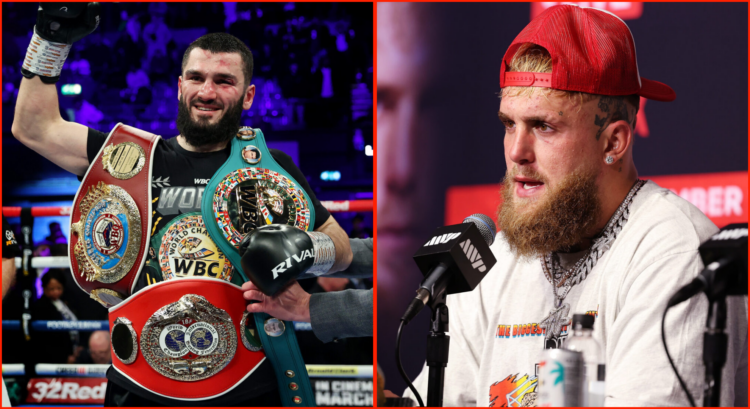 Side by side of Artur Beterbiev after beating Anthony Yarde and Jake Paul after beating Mike Tyson