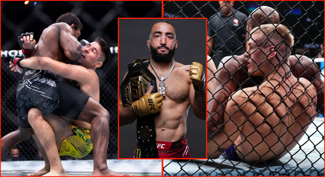 Split image of Joaquin Buckley at UFC Fight Night Atlantic City, Belal Muhammad at UFC 304, and Ian Garry at UFC 304