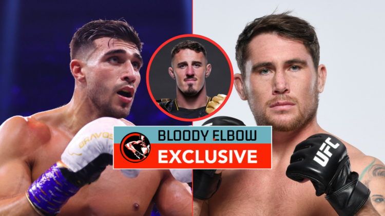 Tommy Fury, Tom Aspinall and Darren Till with exclusive banner