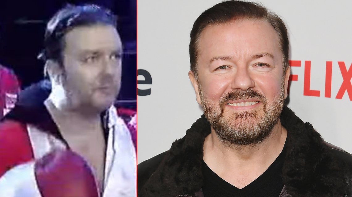 Ricky Gervais boxing and at a Netflix event