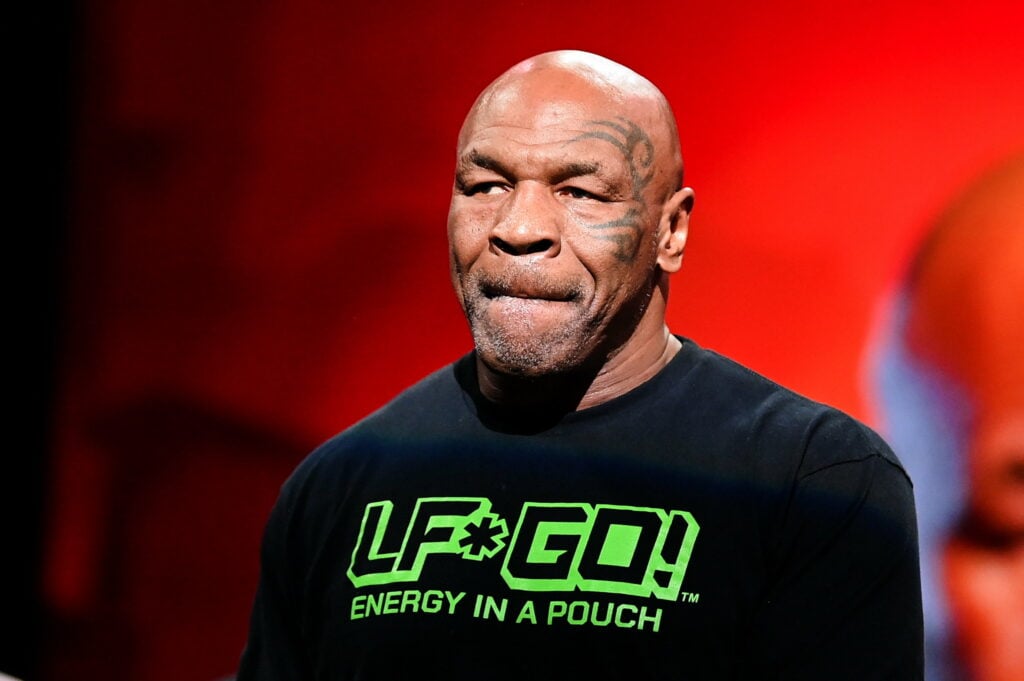 Mike Tyson during the open workout ahead of his fight with Jake Paul