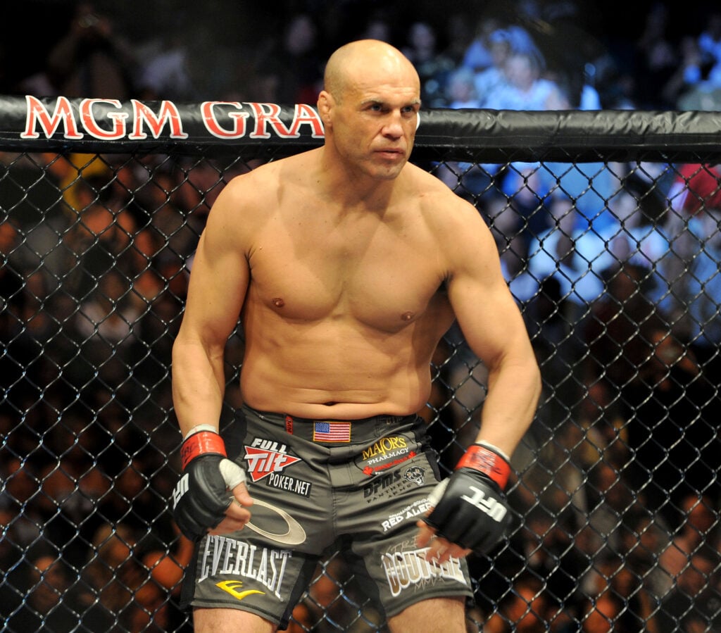 Randy Couture in the octagon before facing Brock Lesnar