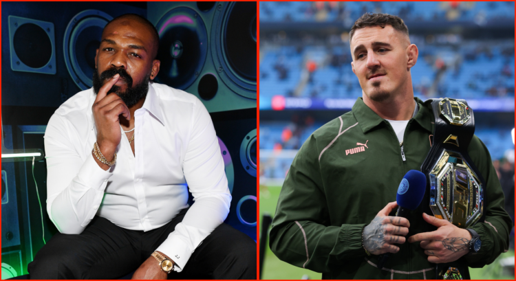 Composite image showing Jon Jones and Tom Aspinall