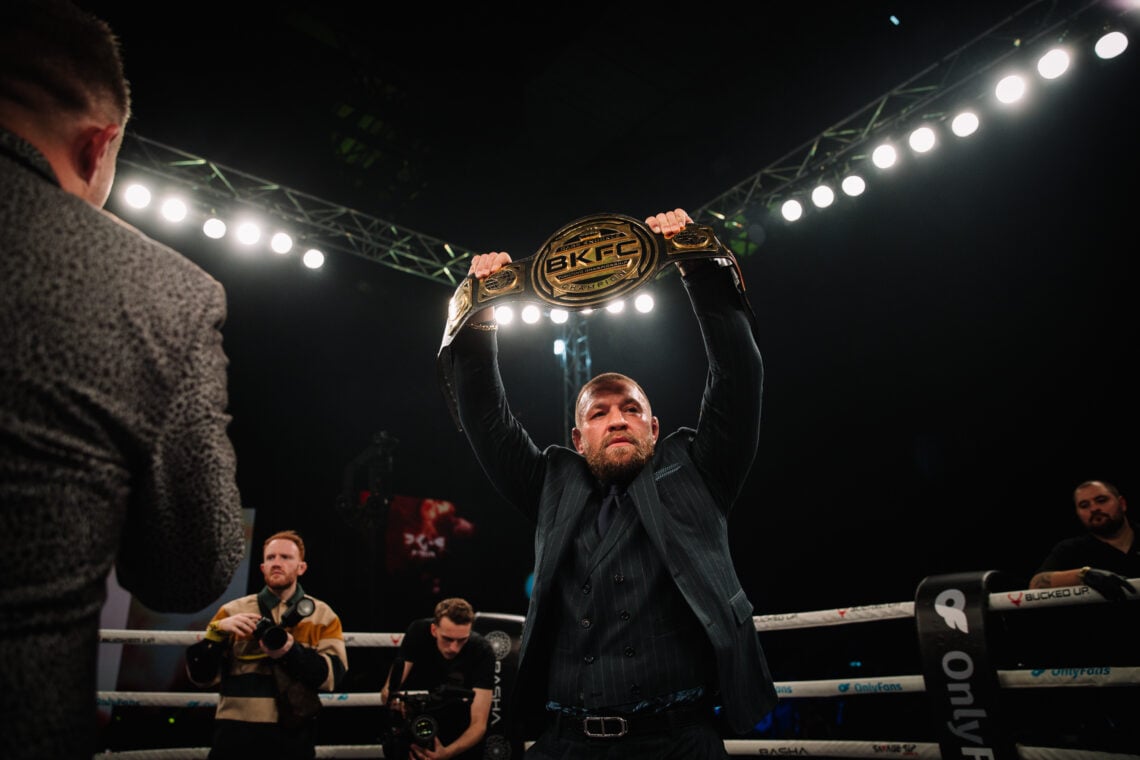 Conor McGregor holds title aloft at BKFC 68