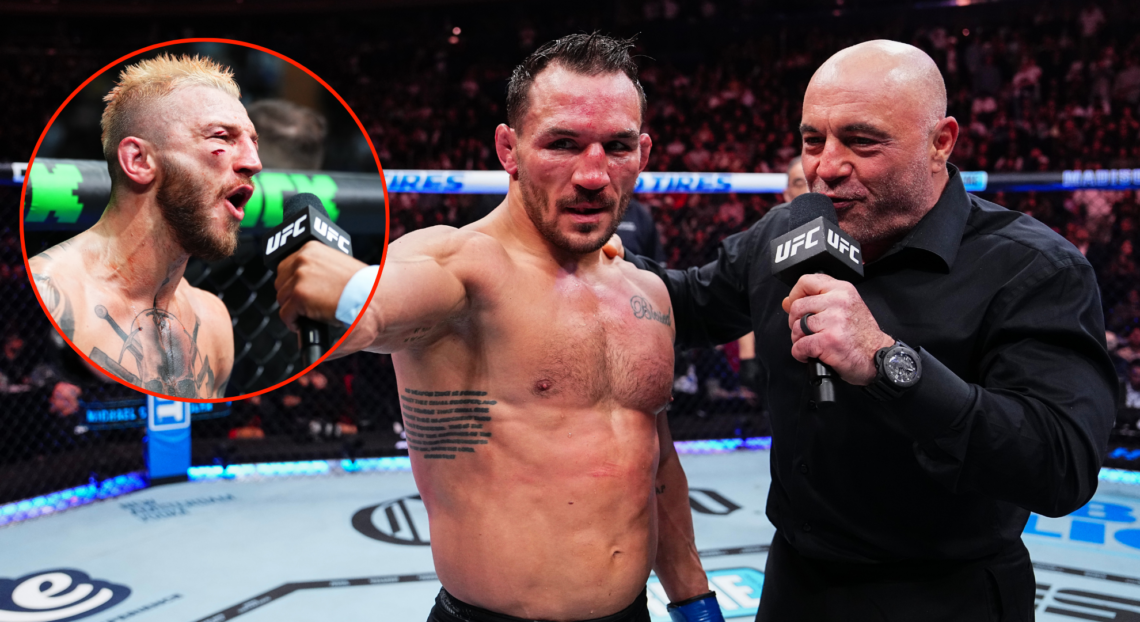 Michael Chandler (right) following his UFC 309 loss to Charles Oliveira and Dan Hooker (left) following his UFC 305 win