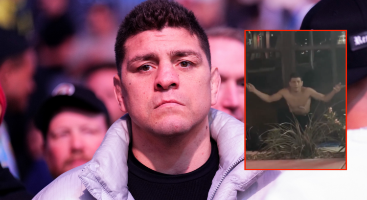Nick Diaz (left) in attendance at UFC 285, and Nick Diaz (right)