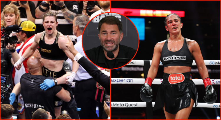 Pop out of Katie Taylor after her first fight with Serrano, Serrano after her second fight with Taylor, and Eddie Hearn at Fisher vs Babic.