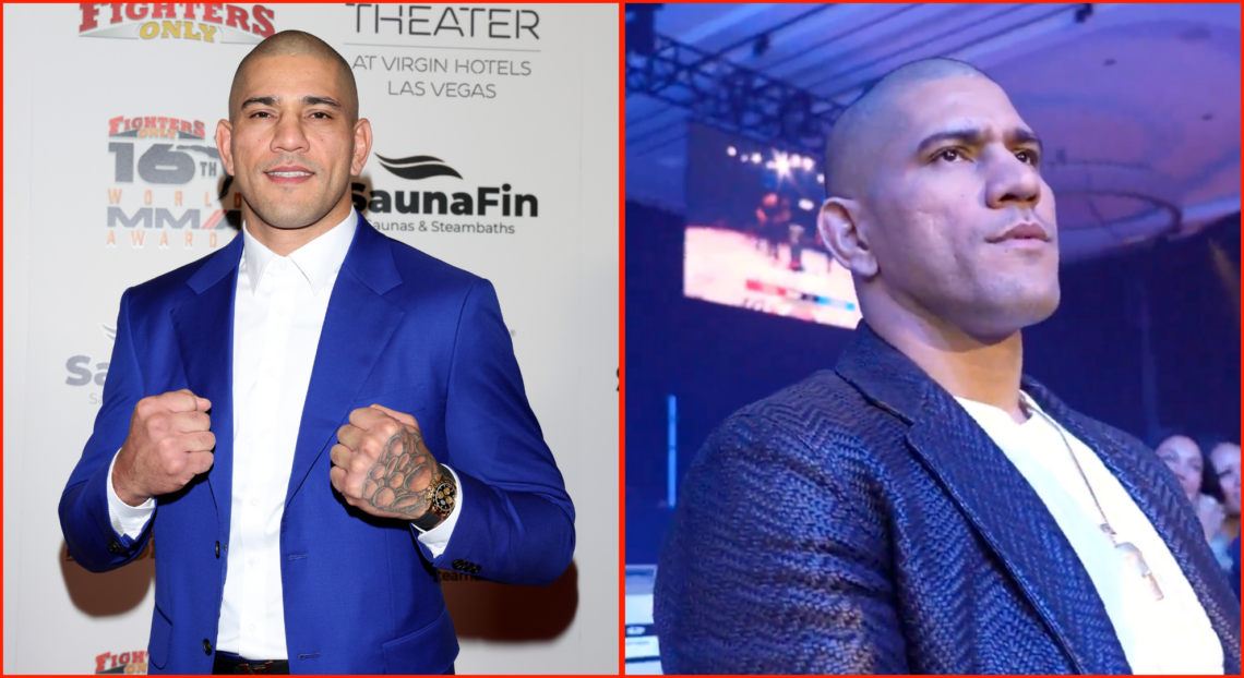 Alex Pereira (left) at the World MMA Awards, and Alex Pereira (right) at Power Slap 10