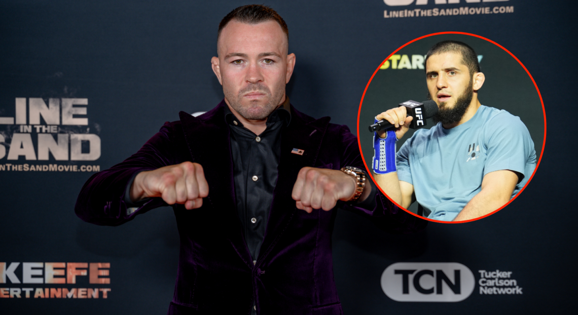 Colby Covington (left) at the movie premiere for 'Line in the Sand', and Islam Makhachev (right) at a UFC Q&A