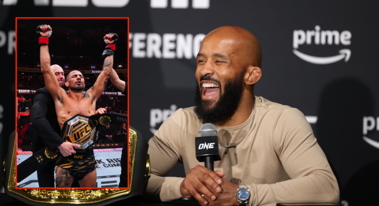 Demetrious Johnson (right) at ONE Championship Fight Night 10 and Alexandre Pantoja (left) following his UFC 310 win