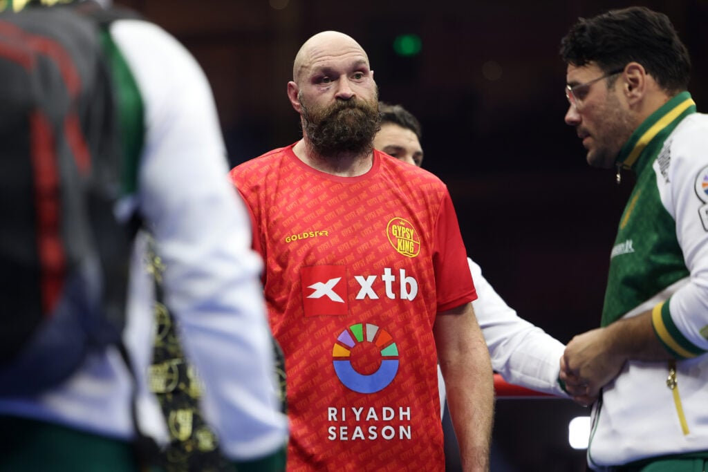 Tyson Fury looking forlorn after losing to Oleksandr Usyk (not pictured)