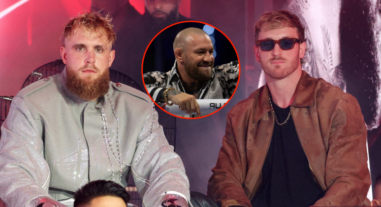 Jake Paul and Logan Paul, with a bubble showing Conor McGregor