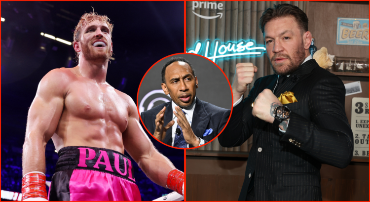 Logan Paul, Conor McGregor and Stephen A Smith (in bubble)