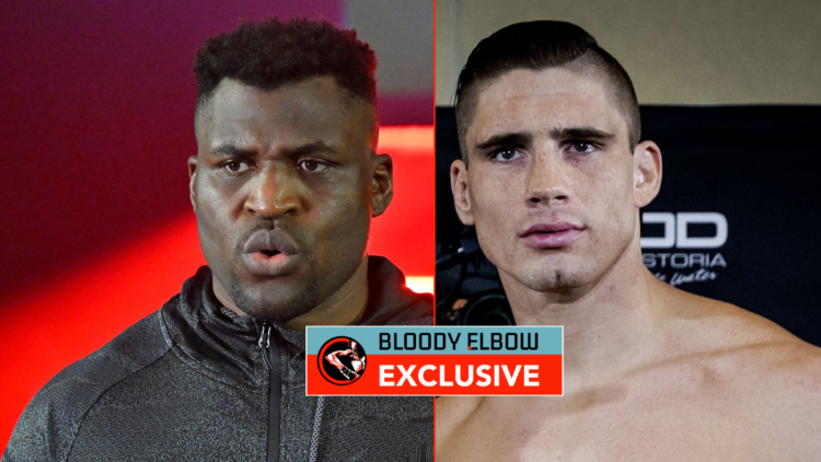 Francis Ngannou and Rico Verhoeven with exclusive banner