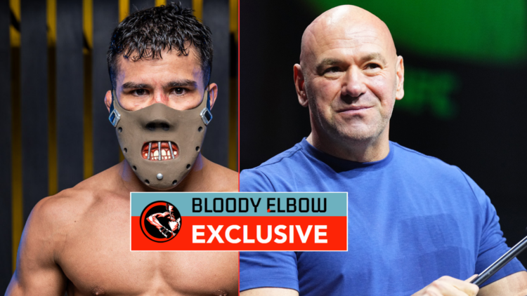 Igor Severino and Dana White with exclusive banner