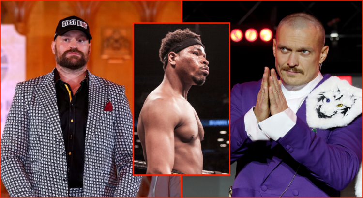 Pop out image of Shawn Porter before his fight with Keith Thurman, Tyson Fury at the Fury v Usyk 2 pre-fight press conference and Oleksandr Usyk at...