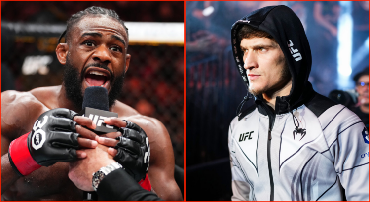 Side by side of Aljamain Sterling at UFC 288 and Movsar Evloev at UFC 288