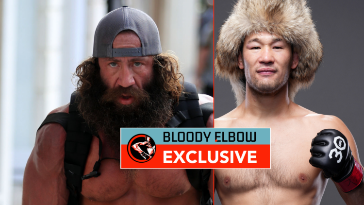 The Liver King and Shavkat Rakhmonov with exclusive banner