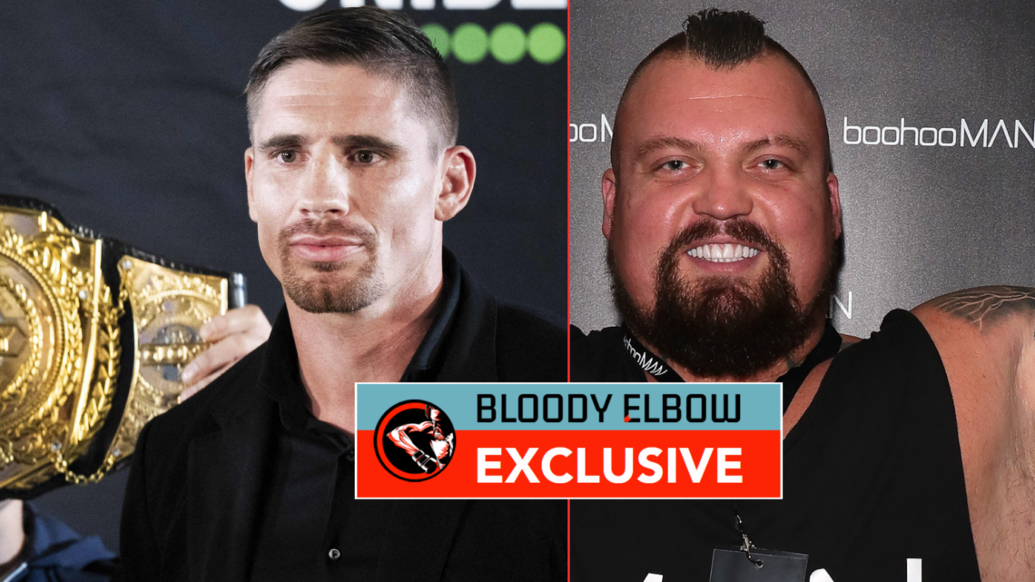 Rico Verhoeven and Eddie Hall with exclusive banner