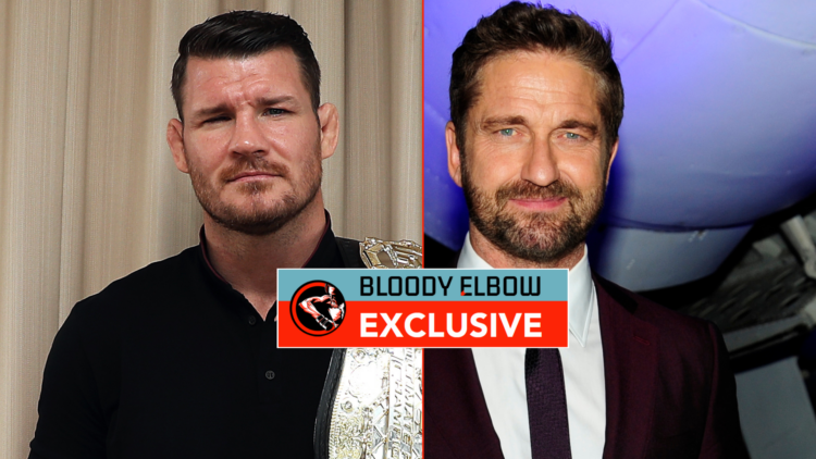 Michael Bisping and Gerald Butler with exclusive banner