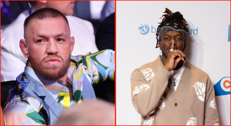 Conor McGregor (left) ringside during a boxing event, KSI (right) at music event