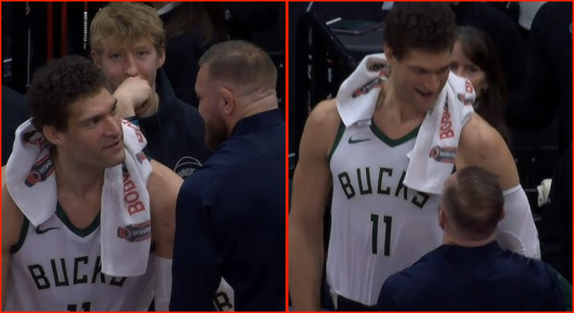 Conor McGregor and Brook Lopez facing off