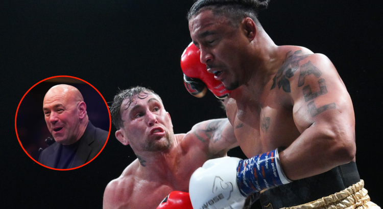 Darren Till punching Anthony Taylor and Dana White reacting in a bubble