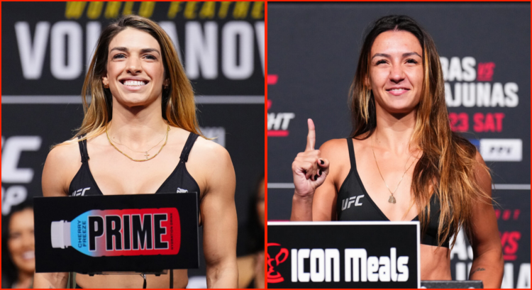 Side by side of Mackenzie Dern at UFC 298 and Amanda Ribas at UFC Fight Night: Ribas v Namajunas Weigh-in