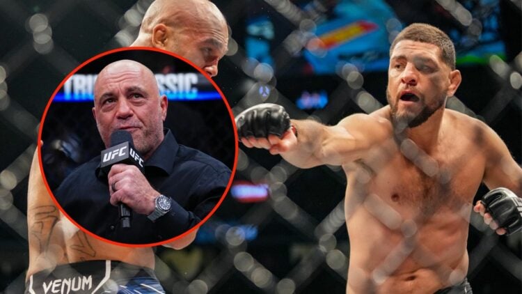 Nick Diaz. Inset, Joe Rogan.