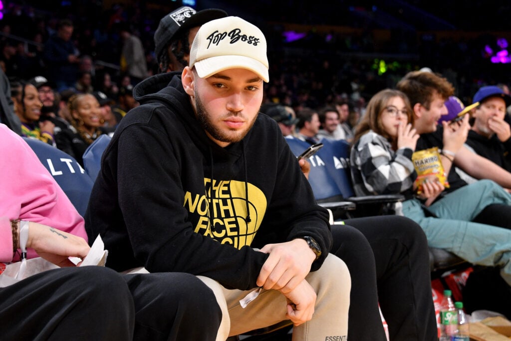 Adin Ross attends a basketball game between the Los Angeles Lakers and the Sacramento Kings
