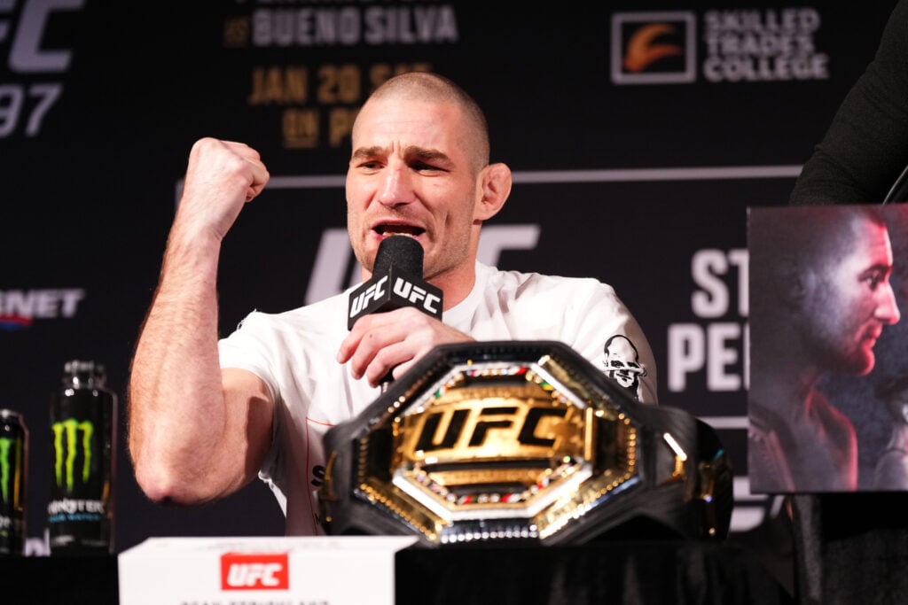Sean Strickland speaks at the UFC 297 Press Conference