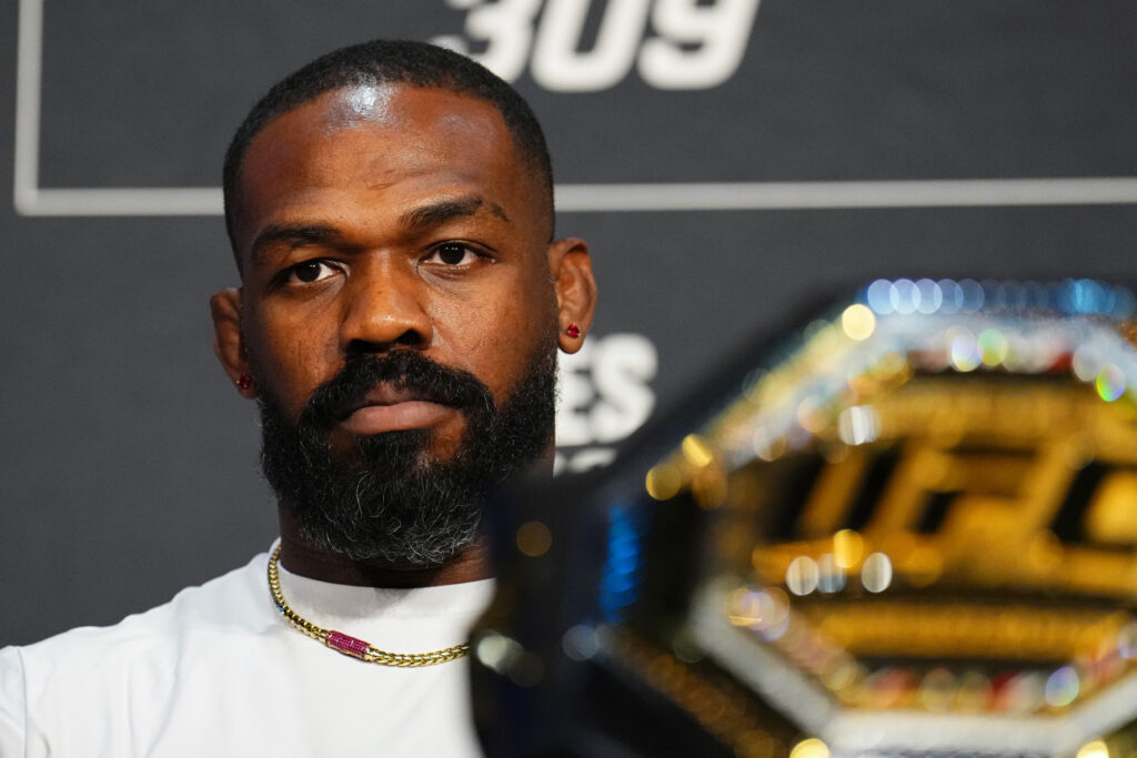 Jon Jones during a UFC 309 press conference