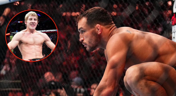 Image of Michael Chandler, inset Paddy Pimblett.