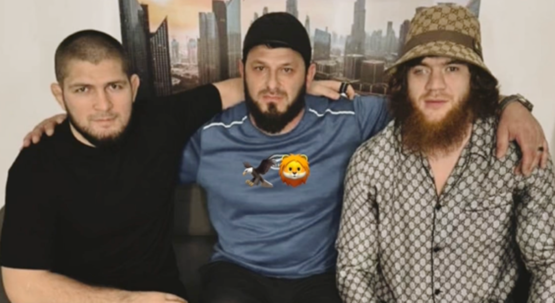 Khabib Nurmagomedov, an unknown team member and Shara Magomedov