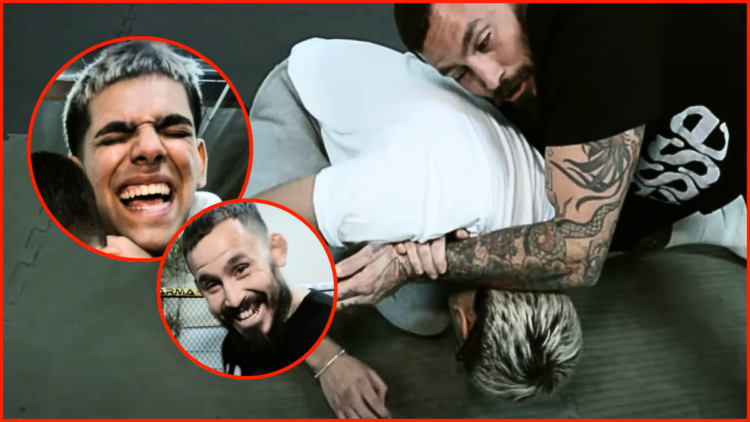 Streamer N3on tapped out by Chito Vera with chokehold during training session